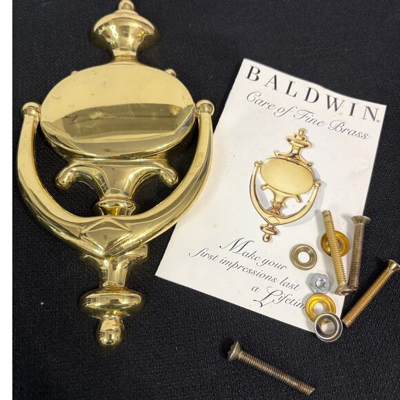 baldwin Other - NEW Baldwin Solid Brass Door Knocker Polished Brass w/ Hardware & Original Card
